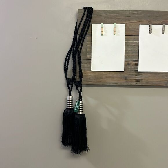 Versailles Home Fashion Inc. Black Silver Tone Accents 24” Tiebacks Set of 2 - Picture 2 of 10